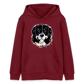 Bernese Mountain Dog - Teens Organic Hoodie by Stanley/Stella - burgundy - Front - AI Model Teenager Male dark (155cm)