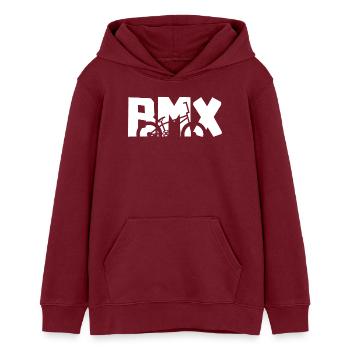 BMX Rider Shirt – Cooles Bike Design - Teenager Organic Hoodie Mini Cruiser von Stanley/Stella - Burgunderrot - Vorne - AI Model Teenager Male dark (155cm)