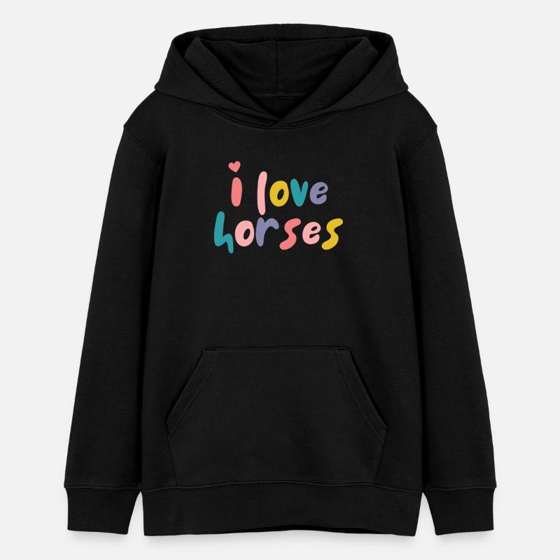 J’aime les chevaux - Dictons équestres - Cheval - Sweat à capuche ado bio Stanley/Stella - noir