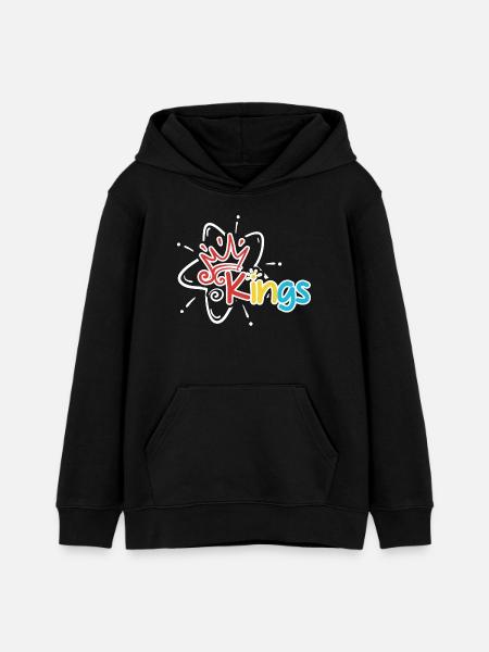 Kings Crown Atom Tee - Teens Organic Hoodie by Stanley/Stella - black