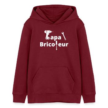 bricolage, bricoleur, bricoler, bricolage humour - Sweat à capuche ado bio Stanley/Stella - bordeaux - Devant - AI Model Teenager Male dark (155cm)
