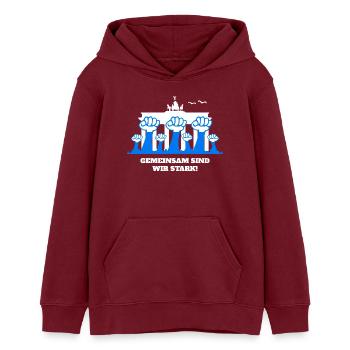 Ensemble, nous sommes forts - Sweat à capuche ado bio Stanley/Stella - bordeaux - Devant - AI Model Teenager Male dark (155cm)
