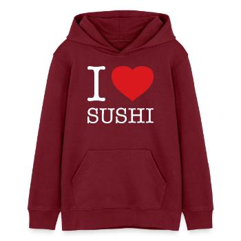 I LOVE SUSHI - Teenager Organic Hoodie Mini Cruiser von Stanley/Stella - Burgunderrot - Vorne - AI Model Teenager Male dark (155cm)