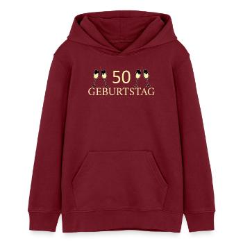 50e anniversaire, 50 ans - Sweat à capuche ado bio Stanley/Stella - bordeaux - Devant - AI Model Teenager Male dark (155cm)