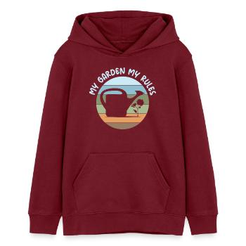 dictons drôles jardinier règles logo rétro - Sweat à capuche ado bio Stanley/Stella - bordeaux - Devant - AI Model Teenager Male dark (155cm)