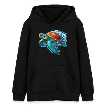 Schildkröte - Teenager Organic Hoodie Mini Cruiser von Stanley/Stella - Schwarz - Vorne - AI Model Teenager Male light (155cm)