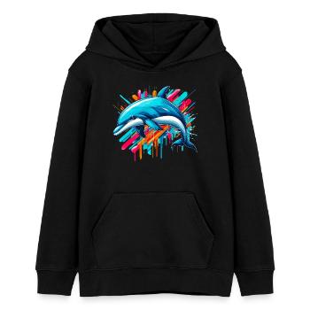 Delfin - Teenager Organic Hoodie Mini Cruiser von Stanley/Stella - Schwarz - Vorne - AI Model Teenager Male light (155cm)