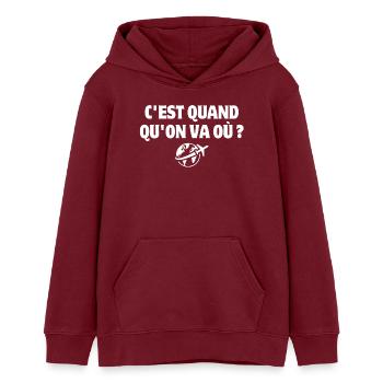 vacances, vacances à la mer, besoin de vacances - Sweat à capuche ado bio Stanley/Stella - bordeaux - Devant - AI Model Teenager Male dark (155cm)