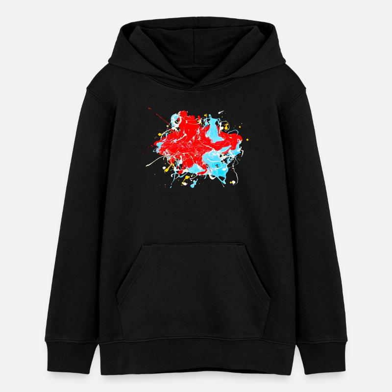 Bleu clair.Éclaboussure - Sweat à capuche ado bio Stanley/Stella - noir