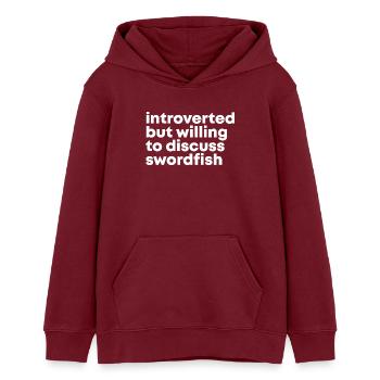 Schwertfisch - Teenager Organic Hoodie Mini Cruiser von Stanley/Stella - Burgunderrot - Vorne - AI Model Teenager Male dark (155cm)