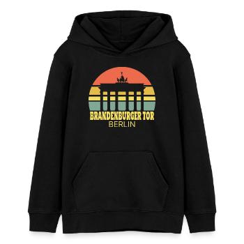 Brandenburger Tor Berlin Silhouette rétro - Sweat à capuche ado bio Stanley/Stella - noir - Devant - AI Model Teenager Male light (155cm)