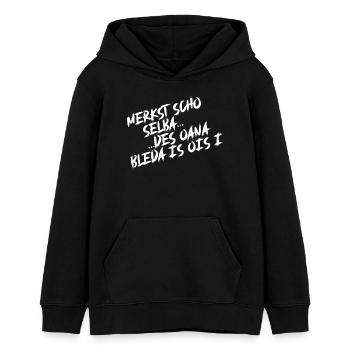 Merkst scho selba, des oana bleda is ois i. - Teenager Organic Hoodie Mini Cruiser von Stanley/Stella - Schwarz - Vorne - AI Model Teenager Male light (155cm)