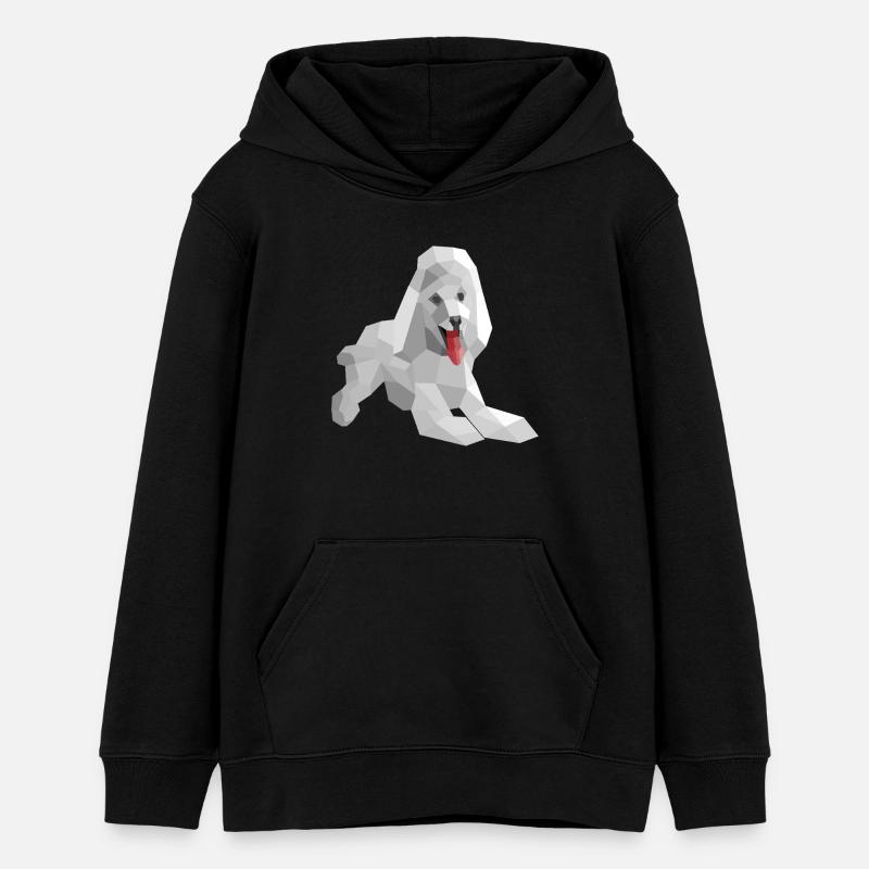 Caniche low poly élégant - Sweat à capuche ado bio Stanley/Stella - noir