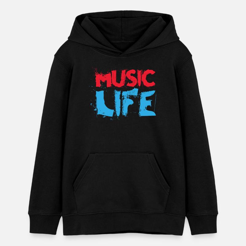 La vie musicale - Sweat à capuche ado bio Stanley/Stella - noir
