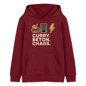 Curry Beton Chaos Berlin Street Design - Teenager Organic Hoodie Mini Cruiser von Stanley/Stella - Burgunderrot - Vorne - AI Model Teenager Male dark (155cm)