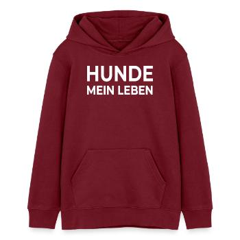 canine - Sweat à capuche ado bio Stanley/Stella - bordeaux - Devant - AI Model Teenager Male dark (155cm)