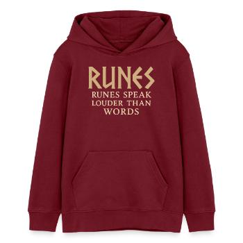 Alphabet runique anglais ancien - Sweat à capuche ado bio Stanley/Stella - bordeaux - Devant - AI Model Teenager Male dark (155cm)