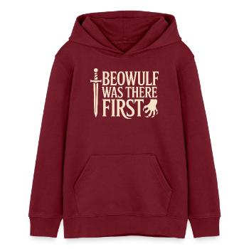Alphabet runique anglais ancien - Sweat à capuche ado bio Stanley/Stella - bordeaux - Devant - AI Model Teenager Male dark (155cm)