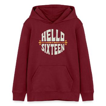 Bonjour Sixteen 16 Years Retro - Sweat à capuche ado bio Stanley/Stella - bordeaux - Devant - AI Model Teenager Male dark (155cm)