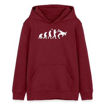 Entwicklung der Wrestling-Silhouette-Kampfsportarten - Teenager Organic Hoodie Mini Cruiser von Stanley/Stella - Burgunderrot - Vorne - AI Model Teenager Male dark (155cm)