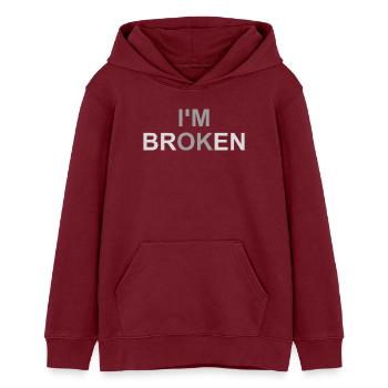Mentally Broken - Teens Organic Hoodie by Stanley/Stella - burgundy - Front - AI Model Teenager Male dark (155cm)