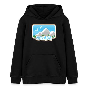 Mont Nevada - Sweat à capuche ado bio Stanley/Stella - noir - Devant - AI Model Teenager Male light (155cm)