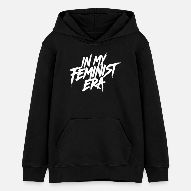 À mon époque féministe, blanc - Sweat à capuche ado bio Stanley/Stella - noir