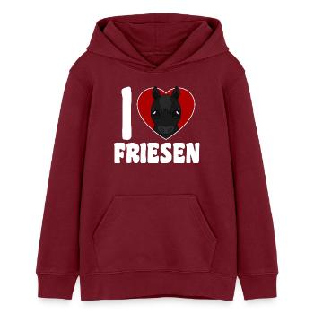 Ich liebe Friesen - Pferdeherz - Teenager Organic Hoodie Mini Cruiser von Stanley/Stella - Burgunderrot - Vorne - AI Model Teenager Male dark (155cm)