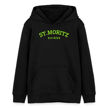 St. Moritz - Suisse - Switzerland - Swiss - Teens Organic Hoodie by Stanley/Stella - black - Front - AI Model Teenager Male light (155cm)