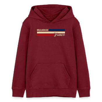 France - Mulhouse - Frankreich - Flagge - Streifen - Teenager Organic Hoodie Mini Cruiser von Stanley/Stella - Burgunderrot - Vorne - AI Model Teenager Male dark (155cm)