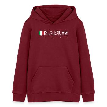 Naples Flag Circle Typography - Teens Organic Hoodie by Stanley/Stella - burgundy - Front - AI Model Teenager Male dark (155cm)
