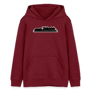Train de locomotives - Sweat à capuche ado bio Stanley/Stella - bordeaux - Devant - AI Model Teenager Male dark (155cm)