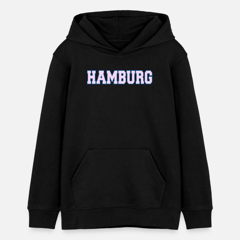 Lettrage Hambourg - Sweat à capuche ado bio Stanley/Stella - noir