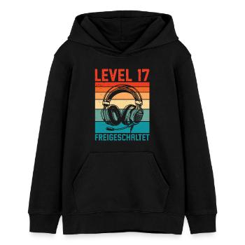 17. Geburtstag Jungen Gamer Level 17 Unlocked - Teenager Organic Hoodie Mini Cruiser von Stanley/Stella - Schwarz - Vorne - AI Model Teenager Male light (155cm)