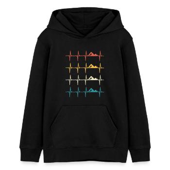 Nageur Natation Heartbeat Swim - Sweat à capuche ado bio Stanley/Stella - noir - Devant - AI Model Teenager Male light (155cm)
