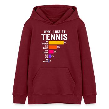 Pourquoi je perds au tennis - Sweat à capuche ado bio Stanley/Stella - bordeaux - Devant - AI Model Teenager Male dark (155cm)