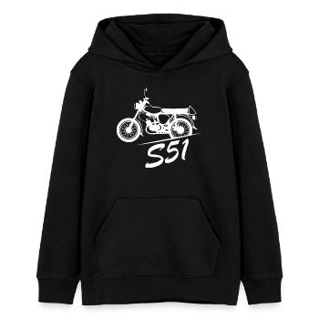 simson s51 Symbol Nostalgie DDR Moped Freunde - Teenager Organic Hoodie Mini Cruiser von Stanley/Stella - Schwarz - Vorne - AI Model Teenager Male light (155cm)