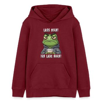 Grumpy Frosch Kaffee Spruch lass mich ich lade - Sweat à capuche ado bio Stanley/Stella - bordeaux - Devant - AI Model Teenager Male dark (155cm)