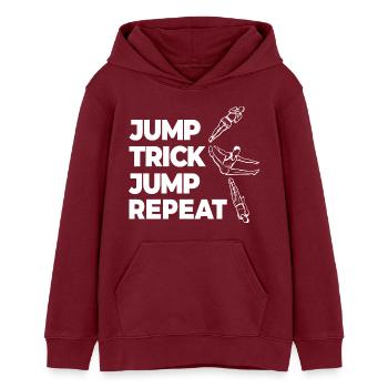 Saut Trick Saut Répétition - Sweat à capuche ado bio Stanley/Stella - bordeaux - Devant - AI Model Teenager Male dark (155cm)