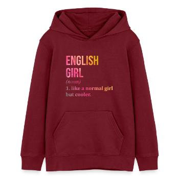 Angleterre - Sweat à capuche ado bio Stanley/Stella - bordeaux - Devant - AI Model Teenager Male dark (155cm)