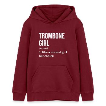 trombone - Sweat à capuche ado bio Stanley/Stella - bordeaux - Devant - AI Model Teenager Male dark (155cm)