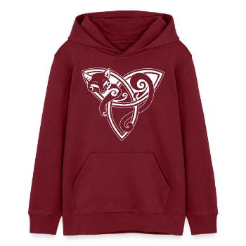 Chat blanc et symbole celte - Sweat à capuche ado bio Stanley/Stella - bordeaux - Devant - AI Model Teenager Male dark (155cm)