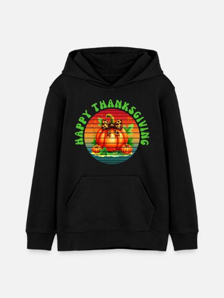 HAPPY THANKSGIVING - Teens Organic Hoodie by Stanley/Stella - black