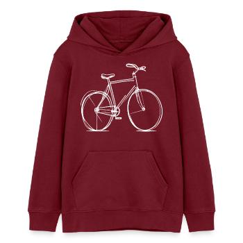 Bicycle line drawing - Teens Organic Hoodie by Stanley/Stella - burgundy - Front - AI Model Teenager Male dark (155cm)