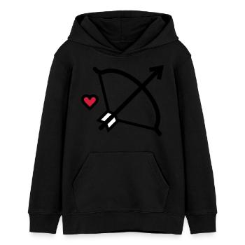 Bow and arrow Cupid's arrow for lovers - Teens Organic Hoodie by Stanley/Stella - black - Front - AI Model Teenager Male light (155cm)