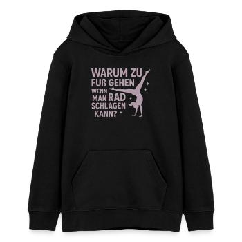 Warum zu Fuß gehen – Radschlag Turnspruch - Teenager Organic Hoodie Mini Cruiser von Stanley/Stella - Schwarz - Vorne - AI Model Teenager Male light (155cm)