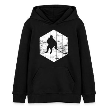 Eishockeyspieler Zeichnung - Teenager Organic Hoodie Mini Cruiser von Stanley/Stella - Schwarz - Vorne - AI Model Teenager Male light (155cm)