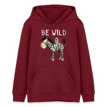 Be Wild Zebra - Zebras - Katze - Katzen - Geschenk - Teenager Organic Hoodie Mini Cruiser von Stanley/Stella - Burgunderrot - Vorne - AI Model Teenager Male dark (155cm)