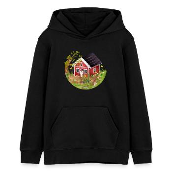 petite maison rouge avec jardin au printemps - Sweat à capuche ado bio Stanley/Stella - noir - Devant - AI Model Teenager Male light (155cm)