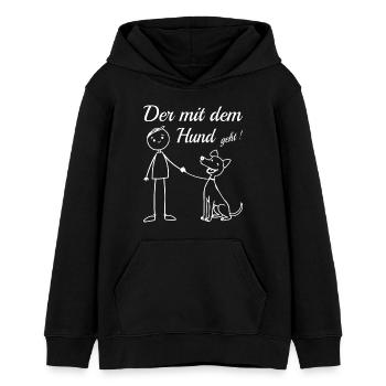 Der mit dem Hund geht ! - Teenager Organic Hoodie Mini Cruiser von Stanley/Stella - Schwarz - Vorne - AI Model Teenager Male light (155cm)